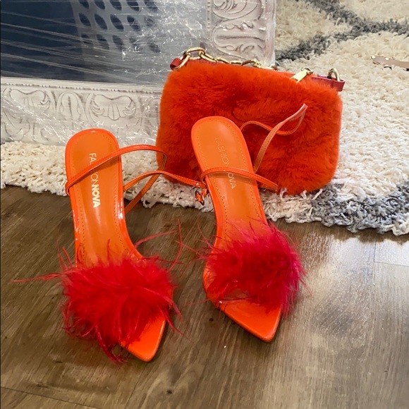 orange feather heels